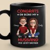 Custom Black Mug - Personalized Anniversary Wedding Gifts For Husband And Wife, Him And Her - Two Hearts Moving Forward