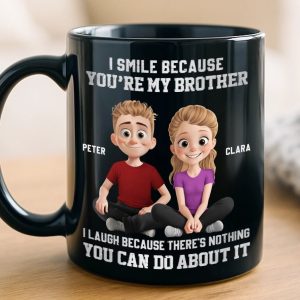 Custom Black Mug - Personalized Birthday Gifts For Brother - Chaos Runs In The Family