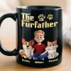 Custom Black Mug - Personalized Birthday Gifts For Dog Cat Lovers, Dog Dad And Mom, Cat Owners - The Furfather Never Walks Alone