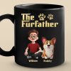 Custom Black Mug - Personalized Birthday Gifts For Dog Cat Lovers, Dog Dad And Mom, Cat Owners - The Furfather Never Walks Alone
