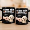 Custom Black Mug - Personalized Birthday Gifts For Dog Lovers, Dog Dad And Mom - Powered By Puppy Joy