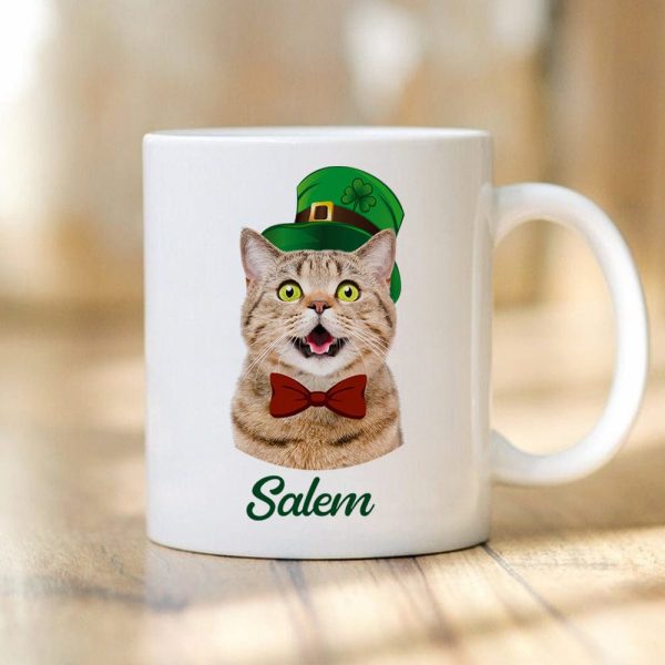 Custom Dog Cat Photo ST Patrick's Day White Mug Dog Lovers Gift Cat Lovers Gift CH07 895180