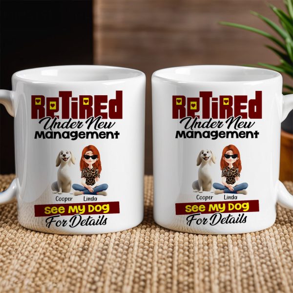 Custom Dog Lover Mug - Retirement-Themed Personalized Cup Featuring Pets and Owner, Funny Gift for Dog Moms & Dads