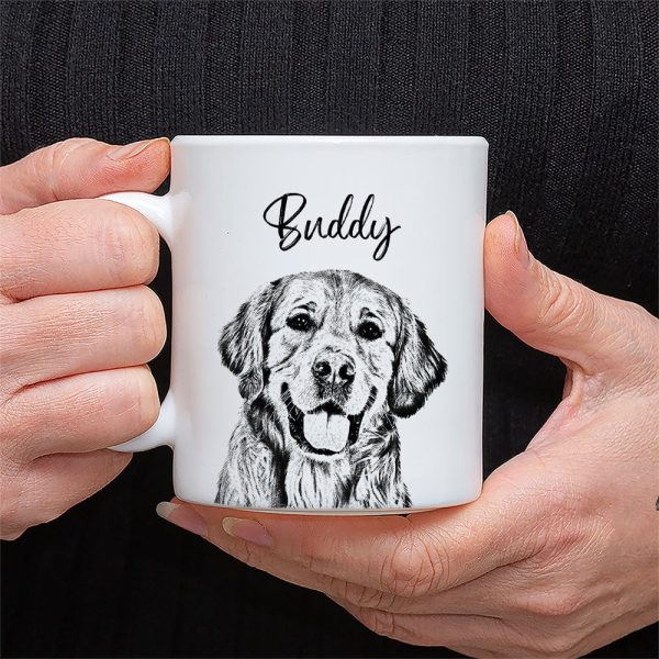 Custom Dog Photo Portrait Pencil Drawing Mug - Gift for Dog Lovers LM32 891917