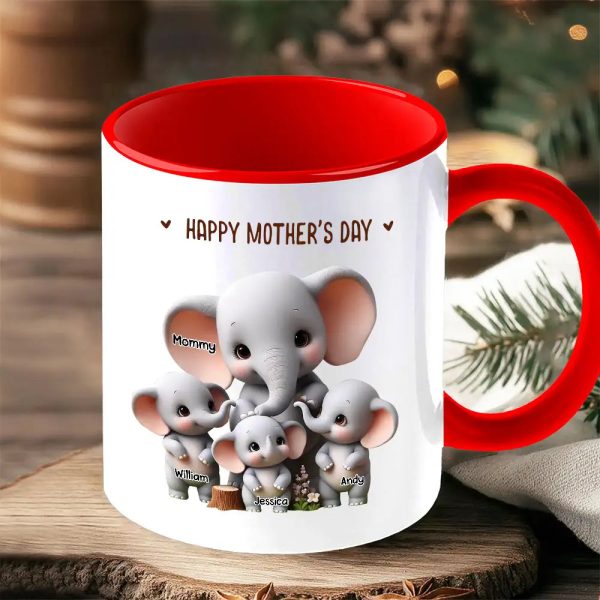 Custom Elephant Mother & Baby Mug for Mom Personalized Ceramic Cup