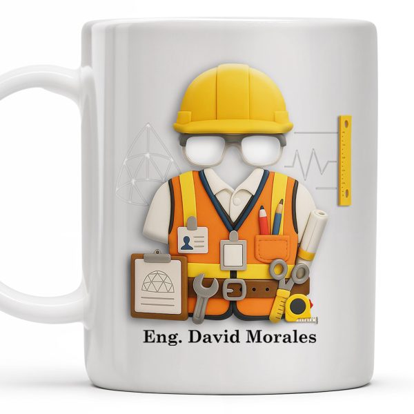 Custom Engineer Theme Coffee Mug With Construction Helmet, Safety Vest, and Tools - Personalized Custom Coffee Mug - GRAD270_MG