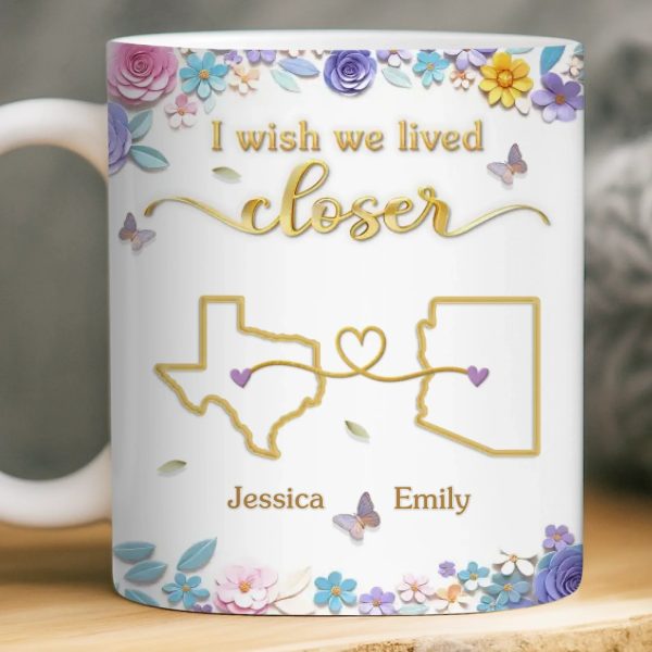 Custom Long Distance Mug - Personalized Best Friend Birthday Gifts For Women, Besties, Sisters, BFF - Different Places Same Bond