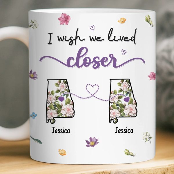 Custom Long Distance Mug - Personalized Best Friend Birthday Gifts For Women, Besties, Sisters, BFF - Side by Side, Always