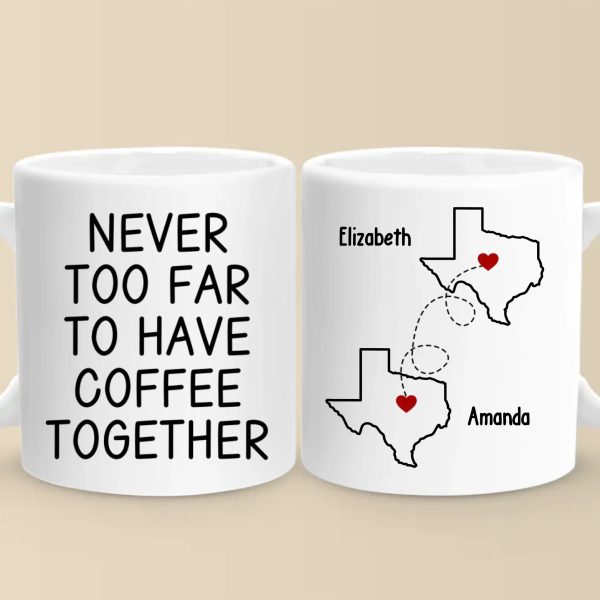 Custom Long Distance Mug - Personalized Best Friend Christmas Birthday Gifts For Women, Besties, Sisters, BFF - Cherishing Moments With Besties This Holiday