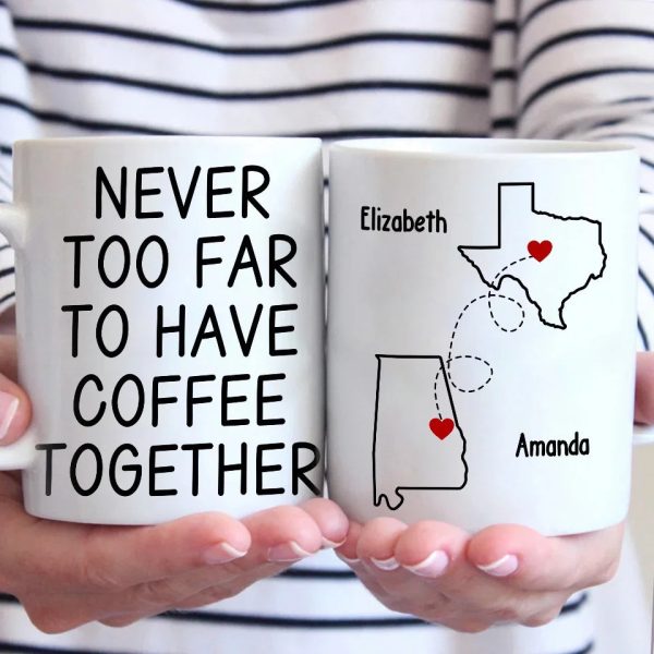 Custom Long Distance Mug - Personalized Best Friend Christmas Birthday Gifts For Women, Besties, Sisters, BFF - Cherishing Moments With Besties This Holiday