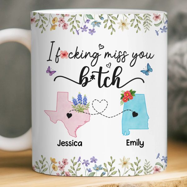 Custom Long Distance Mug - Personalized Best Friend Christmas Birthday Gifts For Women, Besties, Sisters, BFF - Side By Side Always Stronger