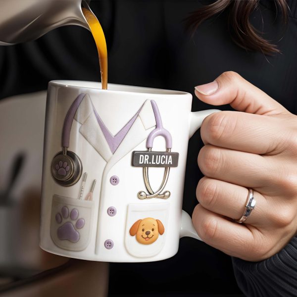 Custom Medical Professional Design With Stethoscope And Dog - Personalized Custom Coffee Mug - DOC040_MG