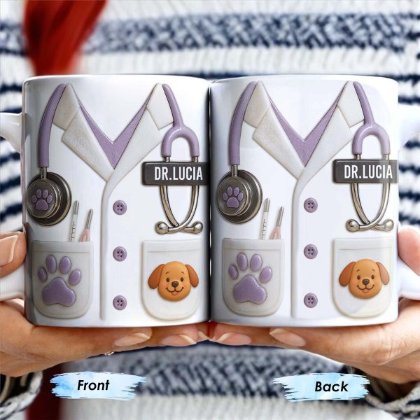 Custom Medical Professional Design With Stethoscope And Dog - Personalized Custom Coffee Mug - DOC040_MG