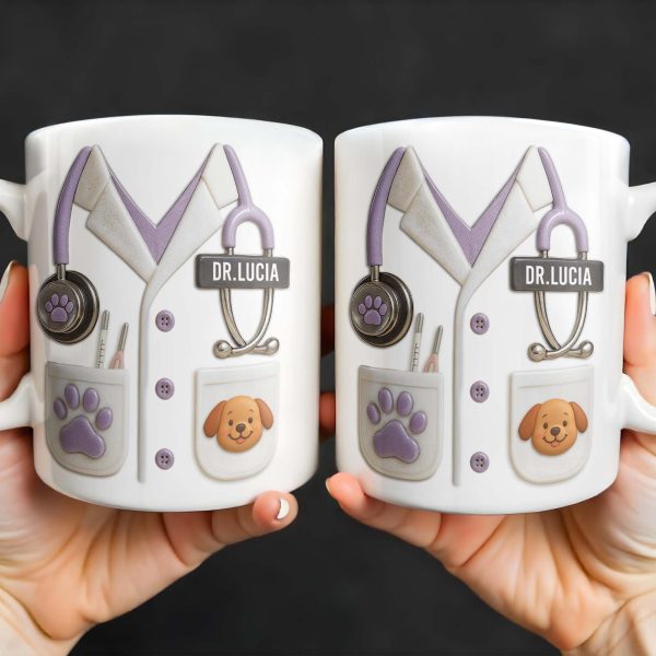 Custom Medical Professional Design With Stethoscope And Dog - Personalized Custom Coffee Mug - DOC040_MG