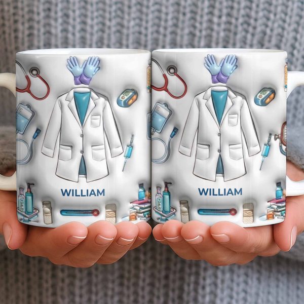 Custom Medical Professional Mug With Stethoscope And Equipment - Personalized Custom Coffee Mug - DOC076_MG