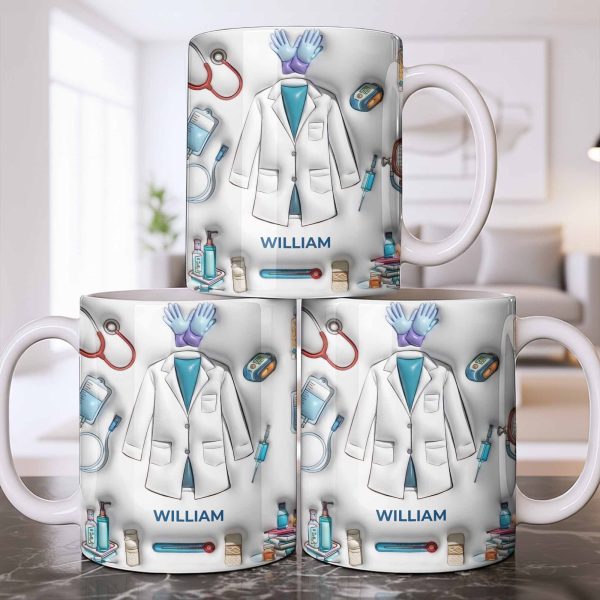 Custom Medical Professional Mug With Stethoscope And Equipment - Personalized Custom Coffee Mug - DOC076_MG