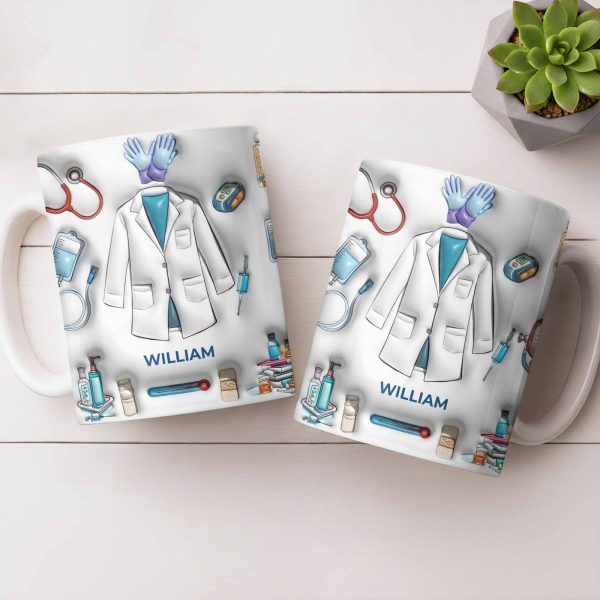 Custom Medical Professional Mug With Stethoscope And Equipment - Personalized Custom Coffee Mug - DOC076_MG