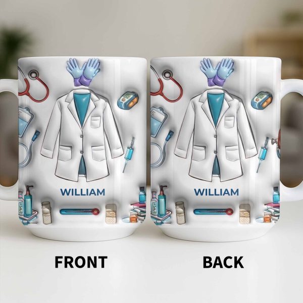 Custom Medical Professional Mug With Stethoscope And Equipment - Personalized Custom Coffee Mug - DOC076_MG