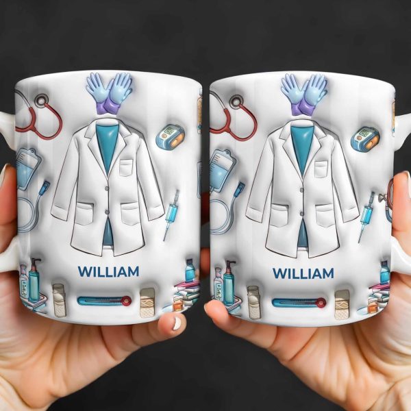 Custom Medical Professional Mug With Stethoscope And Equipment - Personalized Custom Coffee Mug - DOC076_MG