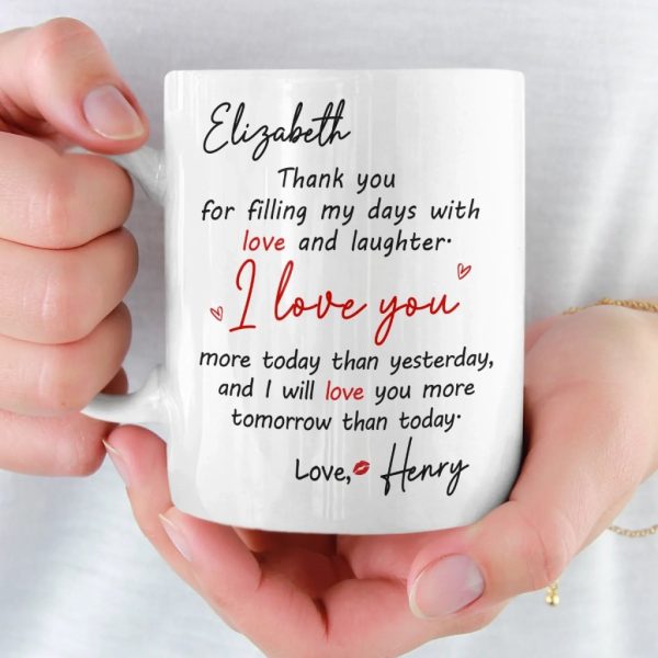 Custom Mug - Personalized Anniversary Wedding Gifts For Husband And Wife, Him And Her - Two Hearts One Direction