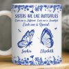 Custom Mug - Personalized Best Friend Birthday Gifts For Women - Sisters Bloom On Colorful Wings