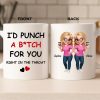 Custom Mug - Personalized Best Friend Birthday Gifts For Women, Besties, Sisters, BFF - Besties Make Life Brighter