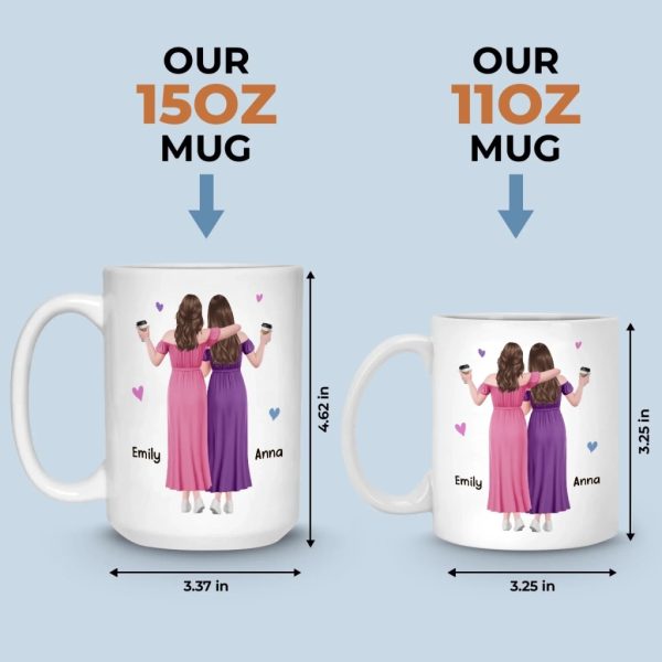 Custom Mug - Personalized Best Friend Birthday Gifts For Women, Besties, Sisters, BFF - Besties Make Life Shine Bright