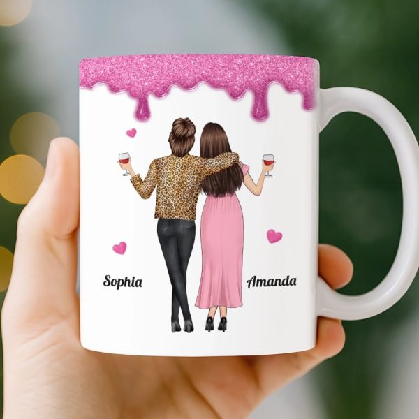 Custom Mug - Personalized Best Friend Birthday Gifts For Women, Besties, Sisters, BFF - Besties Make Life Sparkle