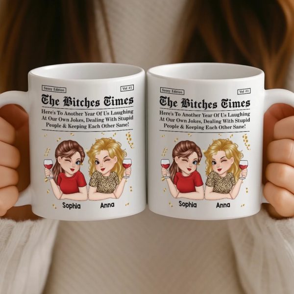 Custom Mug - Personalized Best Friend Birthday Gifts For Women, Besties, Sisters, BFF - Life Hits Better With You