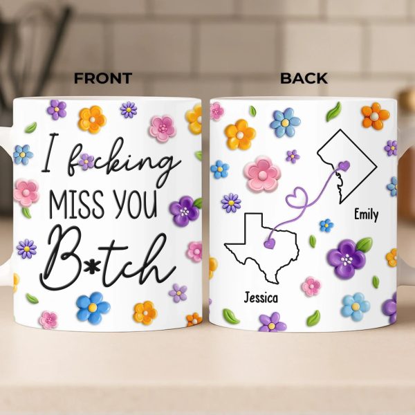 Custom Mug - Personalized Best Friend Birthday Gifts For Women, Besties, Sisters, BFF - No Miles Can Break Our Bond