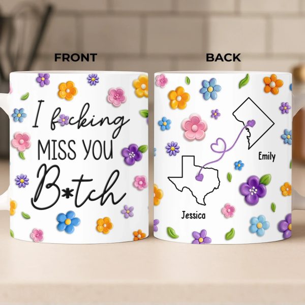Custom Mug - Personalized Best Friend Birthday Gifts For Women, Besties, Sisters, BFF - No Miles Can Break Our Bond