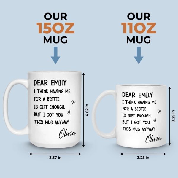 Custom Mug - Personalized Best Friend Birthday Gifts For Women, Besties, Sisters, BFF - You Are My Everyday Joy
