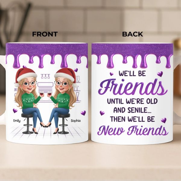 Custom Mug - Personalized Best Friend Christmas Birthday Gifts For Women, Besties, Sisters, BFF - Growing Laughing Dreaming Together