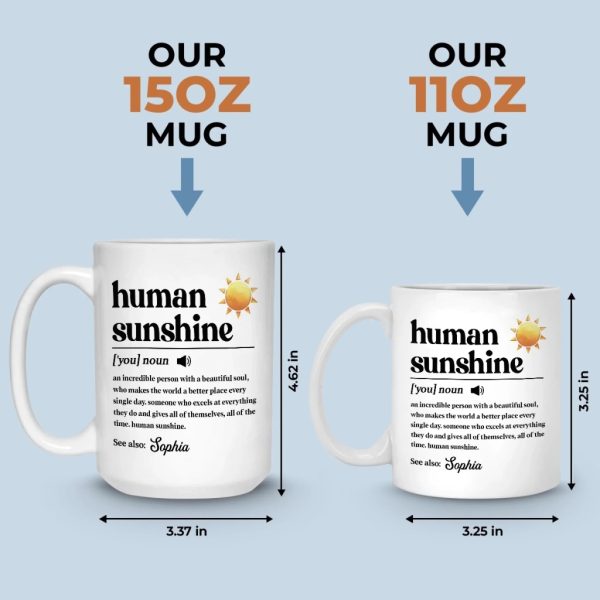 Custom Mug - Personalized Birthday Gifts For Coworker, Work Bestie - Human Sunshine