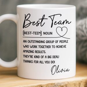 Custom Mug - Personalized Birthday Gifts For Coworker, Work Bestie - Work Feels Lighter With You