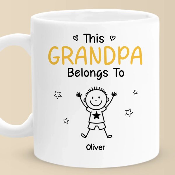 Custom Mug - Personalized Birthday Gifts For Dad, Grandpa - Grandpa Belongs To Kids