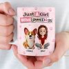 Custom Mug - Personalized Birthday Gifts For Dog Lovers, Dog Dad And Mom - Girl Surrounded By Dogs