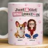 Custom Mug - Personalized Birthday Gifts For Dog Lovers, Dog Dad And Mom - Girl Surrounded By Dogs