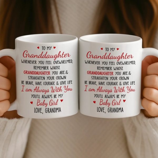 Custom Mug - Personalized Birthday Gifts For Grandma, Granddaughter - Your Strength Lights My Way