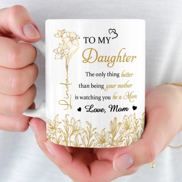Custom Mug - Personalized Birthday Gifts For Mom, Daughter - Sunshine Shines Through A Daughter