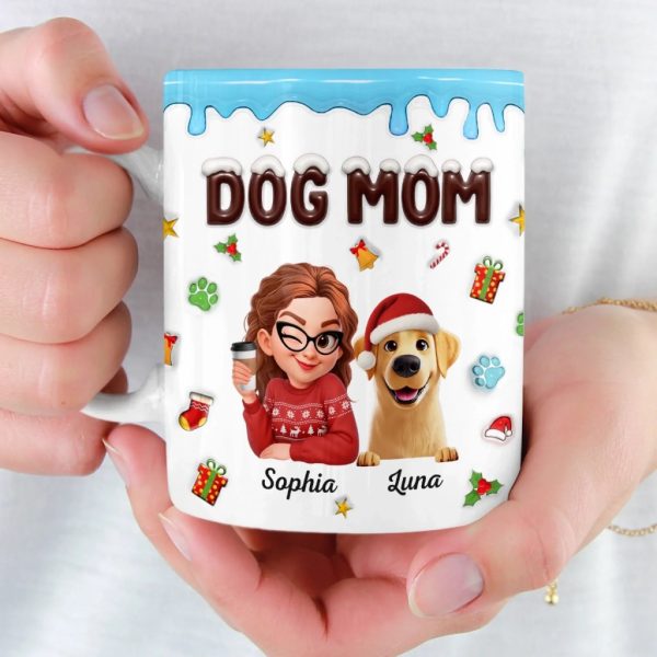 Custom Mug - Personalized Christmas Birthday Gifts For Dog Lovers, Dog Dad And Mom - Proud Dog Mom Energy