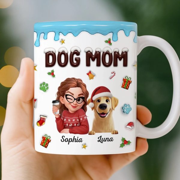 Custom Mug - Personalized Christmas Birthday Gifts For Dog Lovers, Dog Dad And Mom - Proud Dog Mom Energy