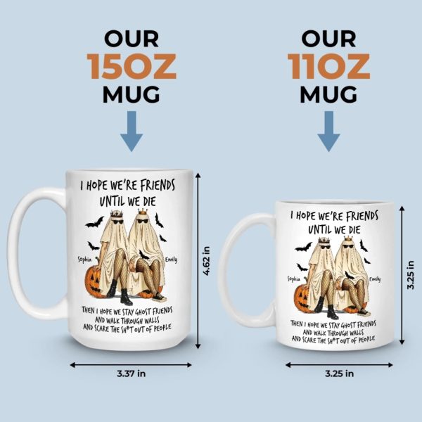 Custom Mug - Personalized Halloween Birthday Gifts For Women, Besties, Sisters, BFF - Ghostly Giggles With My Bestie