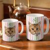 Custom Outline Photo Dog Cat Stripe Colors - Personalized White Edge-to-Edge Mug