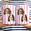 Custom Outline Photo For Couple Family Dog Cat With Colorful Stripes - Personalized White Edge-to-Edge Mug