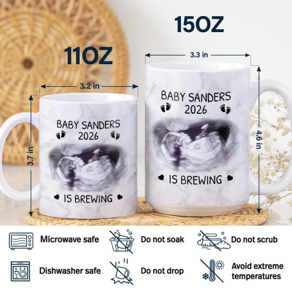 Custom Photo Baby Brewing Expecting Mom Parents - Personalized White Edge-to-Edge Mug