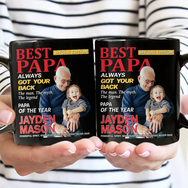 Custom Photo Best Grandpa Papa Magazine - Personalized Mug