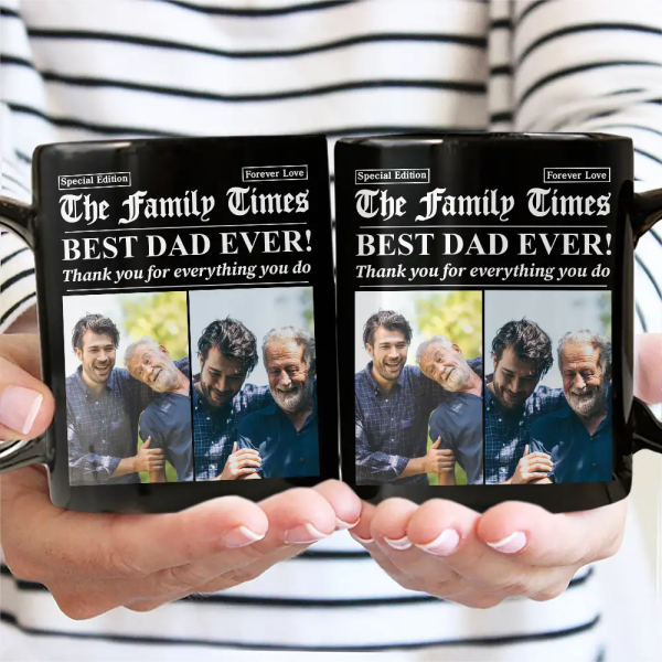 Custom Photo Best Mom Dad Ever Newspaper Theme - Personalized Mug