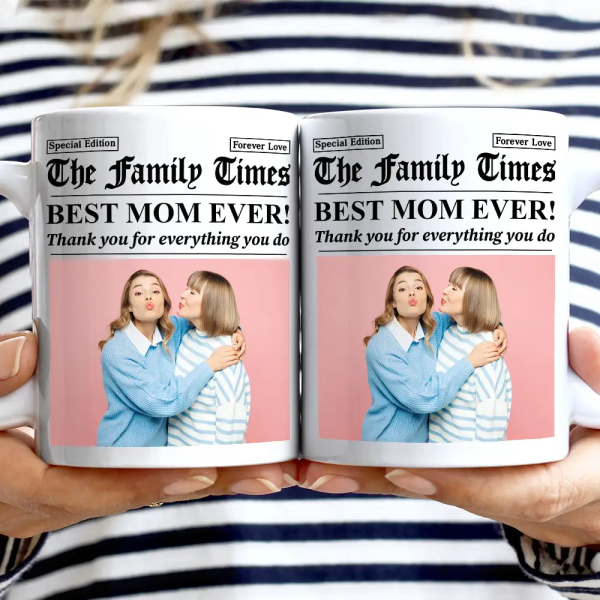 Custom Photo Best Mom Dad Ever Newspaper Theme - Personalized Mug