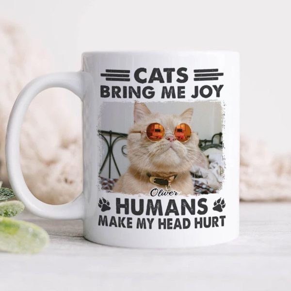 Custom Photo Cats Bring Me Joy Humans Make My Head Hurt Mug TA29 889589